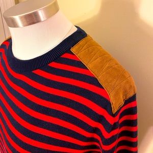 H&M Striped Sweater with Faux Suede Shoulders